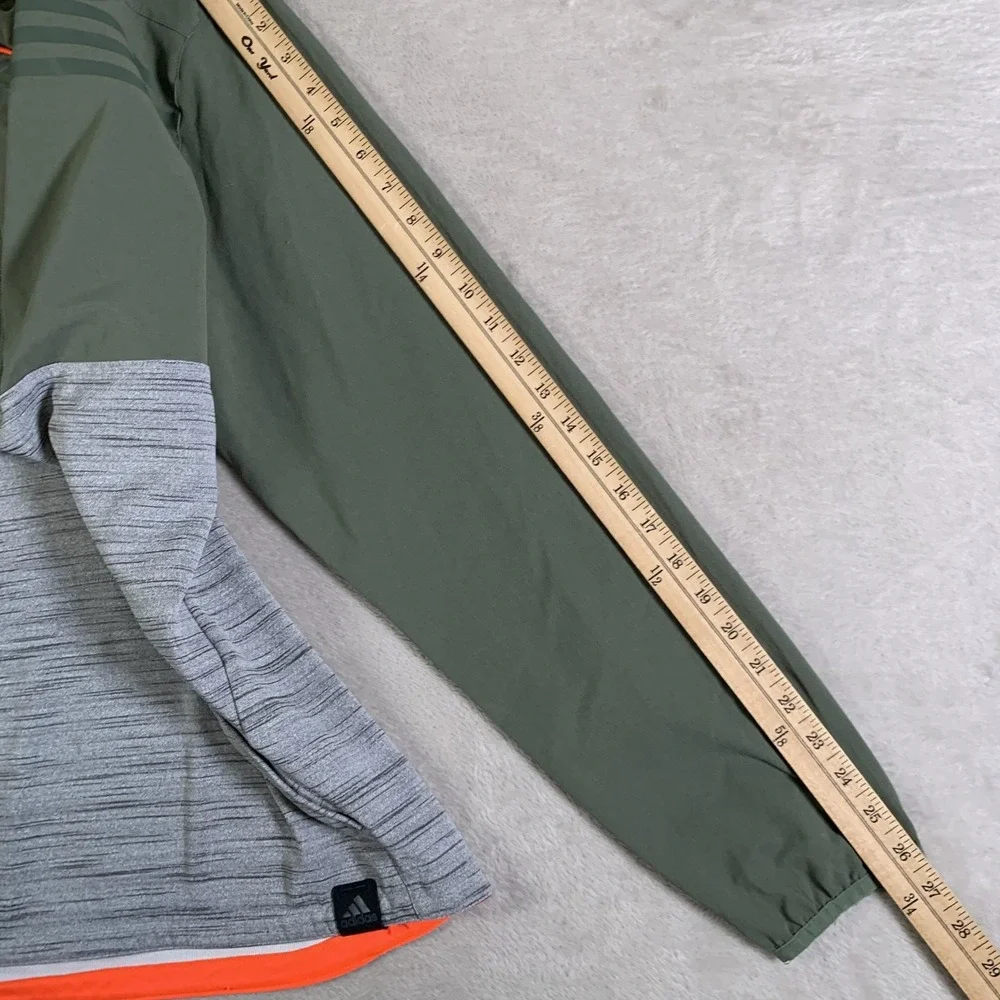 Adidas Climalite Hoodie Mens Medium Green Gray Half Zip Pullover Athletic Active